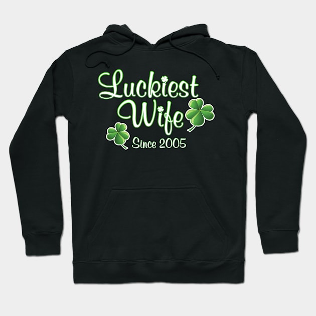 Luckiest Wife Since 2005 St. Patrick's Day Wedding Anniversary Hoodie by Just Another Shirt